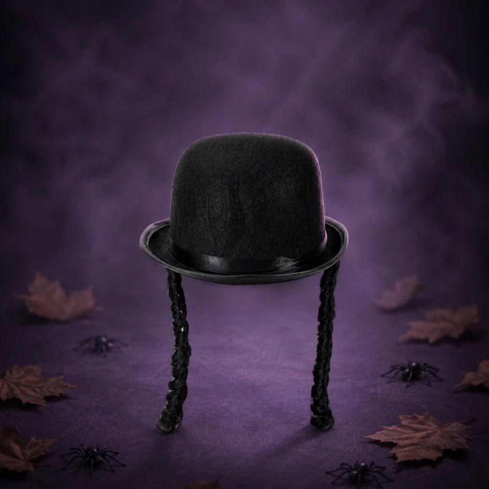 Black Color Braided Top Hat Dress Up Bowler Hat Classical Round Dress Hat Unisex Adult