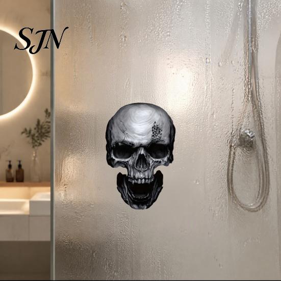 Creative Holiday Gifts for Friends Halloween Skull Static Window Stickers, Realistic Glass Decals, Waterproof PVC Clings Clings, Removable Decals