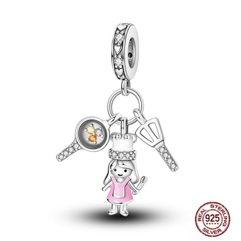 Ежедневные статьи Медные розовые парфюмерные шармы Камера Гантель Смарт-часы Бусины Подходят для оригинальных браслетов DIY Ювелирный подарок