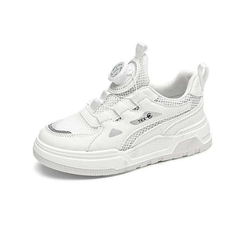 Лето 2024 года, новые мужские и женские туфли-одноклассники с вращающимися пуговицами, тонкие, дышащие и удобные детские туфли для скейтбординга