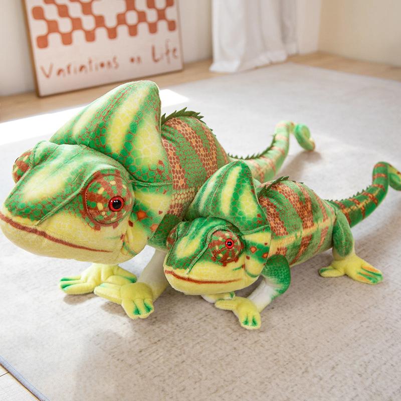 80/110cm Simulation Giant Lizard Chameleon Plush Doll Pillow Green Pattern Insect Reptile Plush Toy Home Decor Gift for Boys