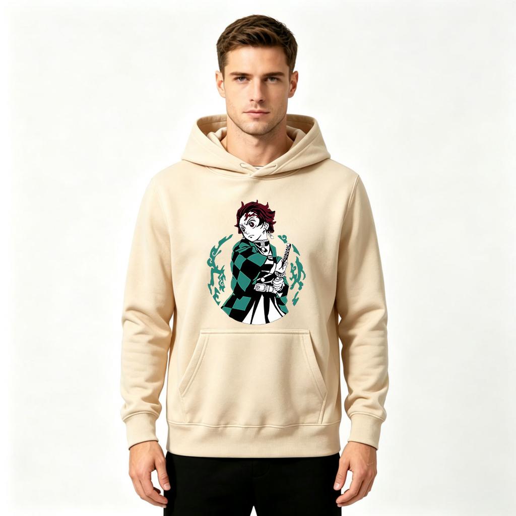 Anime Character Print Men Casual Long Sleeve Pullover Hoodie Comfy Streetwear Sweatshirt for Daily Wear
