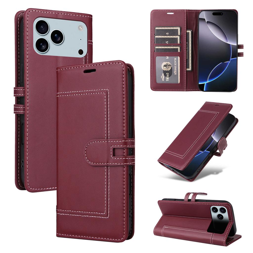 Роскошный Магнитный Кожаный Чехол-Книжка для iPhone 17 Pro Max 16 Plus 15 14 13 12 11 с Отделением для Карт, Ударопрочный, с Подставкой