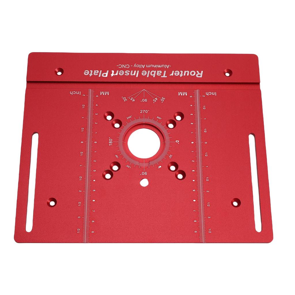 Router Table Insert Plate with 2 Rings Aluminum Alloy Woodworking Bench Flip Plate for Trimming Engraving Red Metric