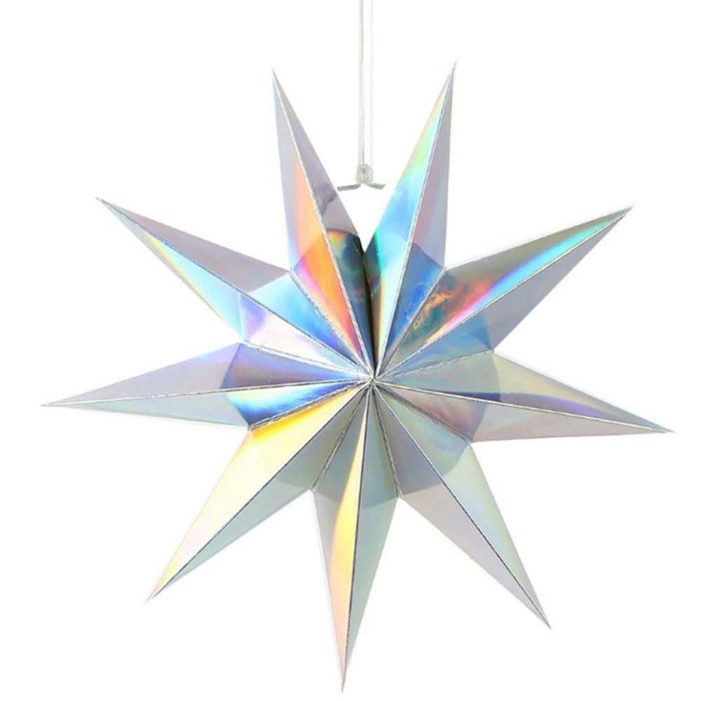 Nine Pointed Star Hanging Ornaments Hanging Paper Stars Paper Flower Crafts Party Decor