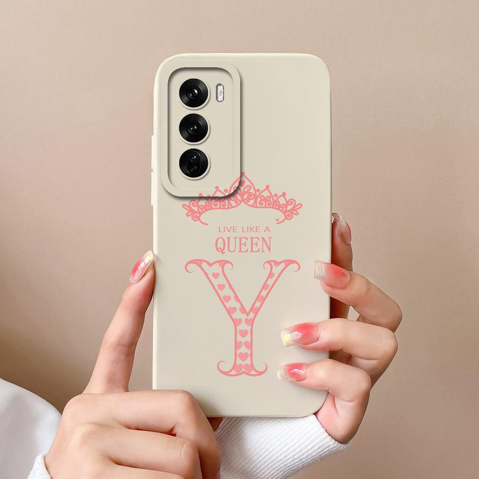 Парный чехол для Oppo Reno 12 Pro 5G Чехол Корона Буква Высококачественный Мягкий Жидкий Силикон Защитный Чехол для Oppo Reno12 Fundas