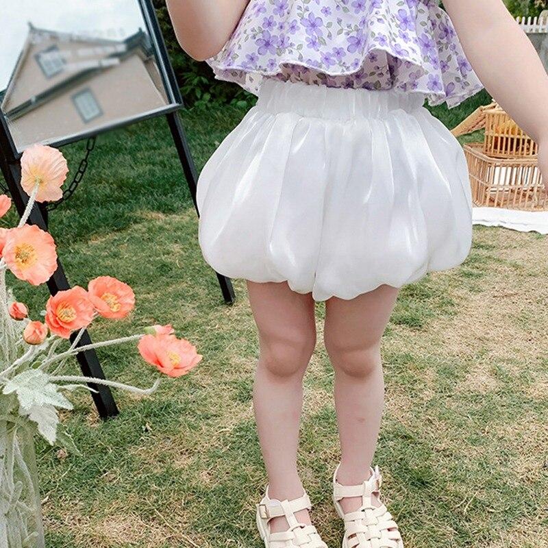 Детские шорты для девочек, брюки тыквы с высокой талией, детские милые шаровары