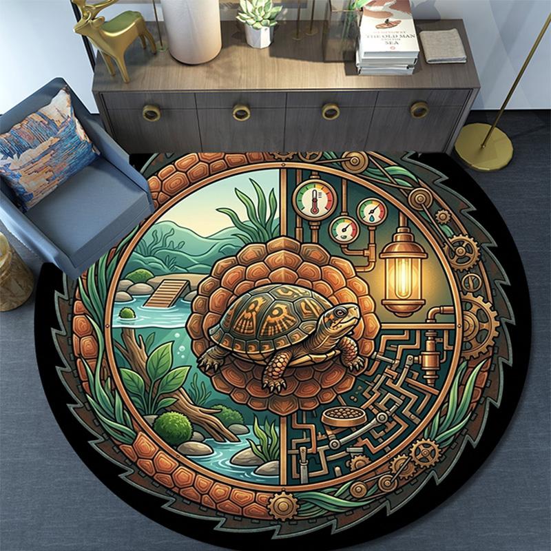 Steampunk Turtle Oasis Round Area Rug Under Office Chairs Bedroom Living Room Home Decor