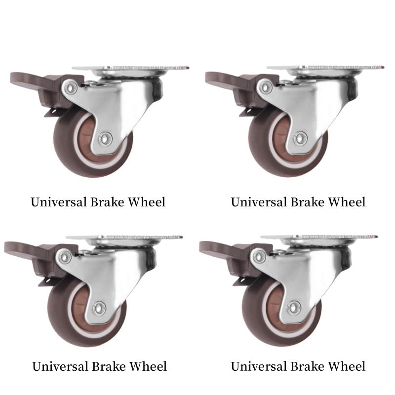 4Pcs Universal Swivel Casters Heavy Duty Furniture Wheel Castor Silent Trolley Wheels for Table Chair Sofa with Safety Brake