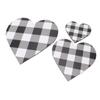 3Pcs Heart Shaped Wood Sign Plaid Wooden Wall Decor Rustic Hanging Plaque for Kitchen Bedroom Bathro