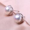 seniko 8-9mm Natural Freshwater Pearl Earrings Fashion Cubic Zirconia Stud Earrings For Women Girl Gift