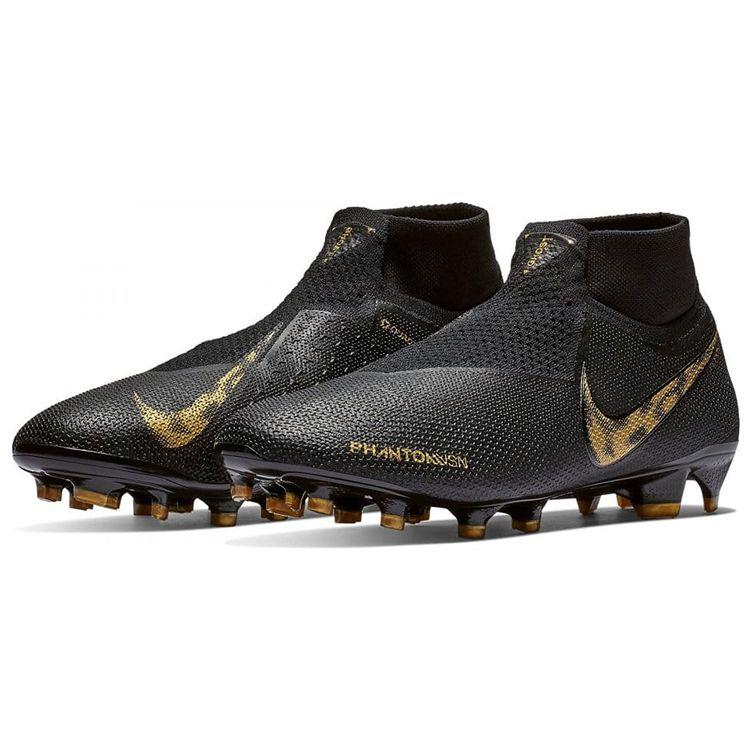 Nike Phantom Vision Elite DF FG Black Metallic Vivid Gold Men Cleats AO3262-077