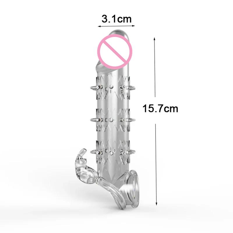 Насадка на пенис для задержки эякуляции, силиконовые секс-игрушки для пар, хрустальный удлинитель пениса, увеличитель, кольцо для увеличения члена, секс-шоп