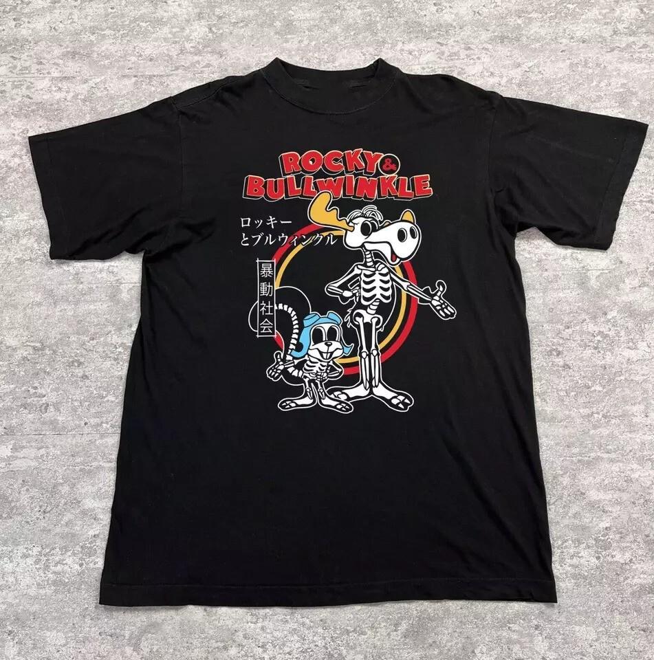 Rocky and Bullwinkle Skeleton T-Shirt Cotton Tee Best Gift All Size NI1041