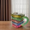 Painted Book Mug Novelty 3D Painted Books Coffee Mug Creative Drinking Cup Gifts for Book Lovers