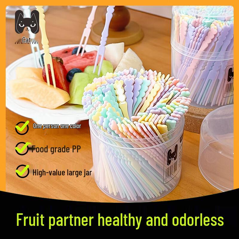 Disposable Mixed Color Plastic Fruit Forks (Approx. 100-Count)