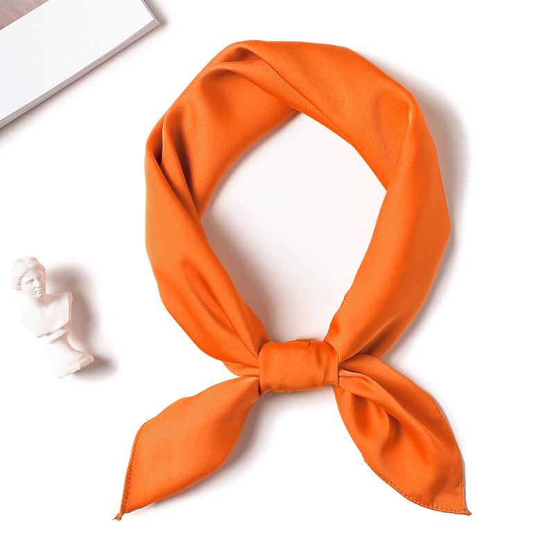 Simple Solid Color Scarf Female Imitation Silk Small Square Scarf 70Cm Basic Style With Shirt Professional Scarf Tied Hair
