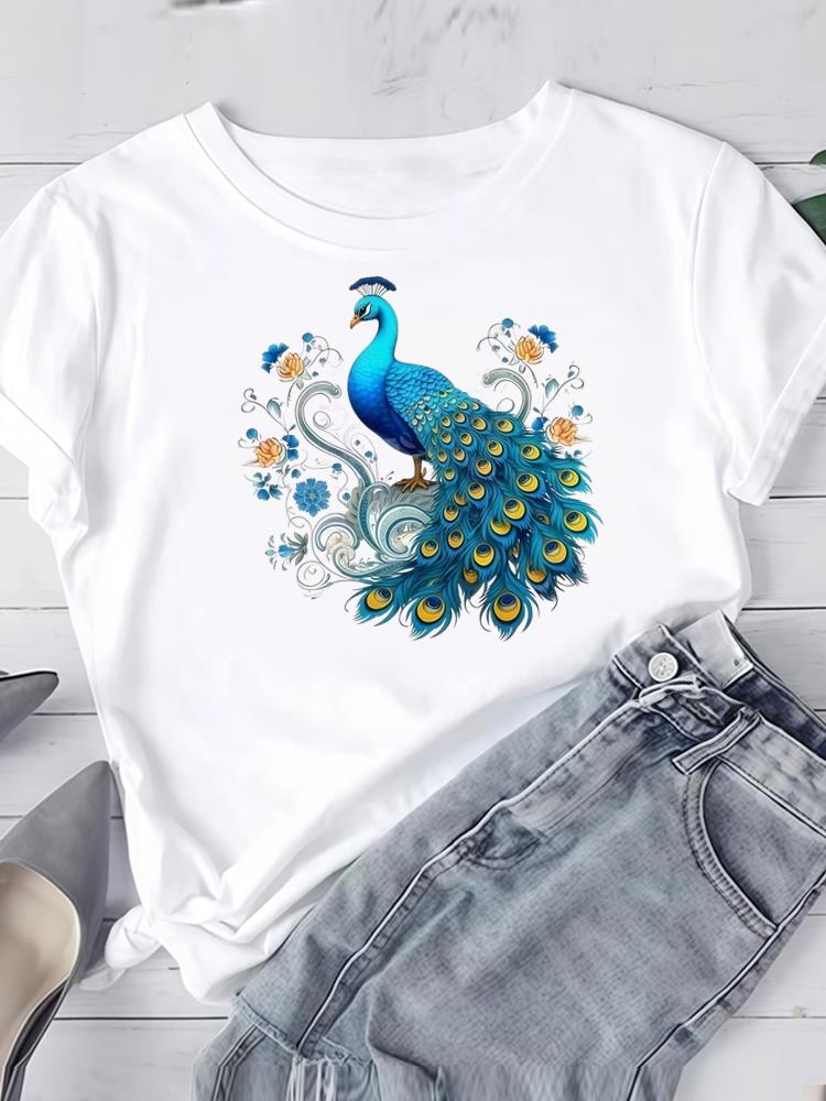 (Азиатский размер) акварельный цветок милый футболка с коротким рукавом одежда футболка женщина женщины мода топ принт женский графический футболки