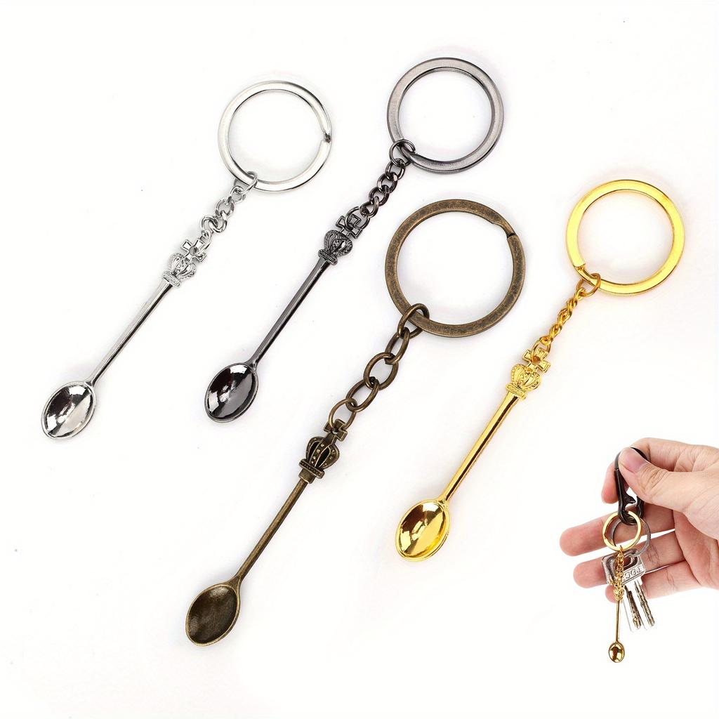 Мини Брелоки-Ложки в виде Короны - Цинковый Сплав, Элегантный Дизайн Короны Короля и Королевы, Идеальны для Изготовления Ювелирных Изделий и Чайных Аксессуаров, Аксессуары для Брелоков