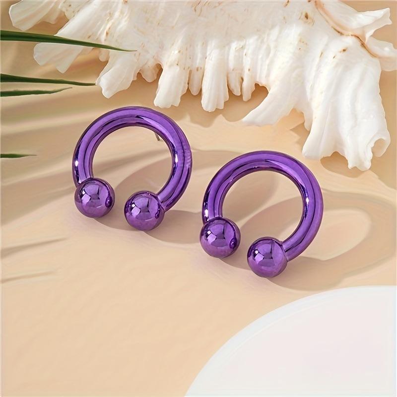 Стильные и простые, разноцветные подковообразные кольца, персонализированные нишевые женские серьги-гвоздики, простой и высококачественный дизайн, серьги цвета конфет.