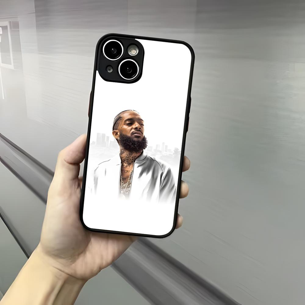 Чехол для телефона рэпера Нипси Хасла Для iPhone 17 16 15 14 13 12 Pro Max Xr Air Plus Ощущение кожи Черная жесткая оболочка
