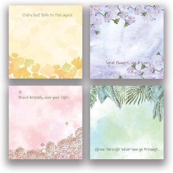 Funny Emo Mood 4Pack 3x3 inch Sticky Notes Set, Vintage Memo Pads with High-Adhesive, Post Reble Tearable it Notes for Journal Planners Office School