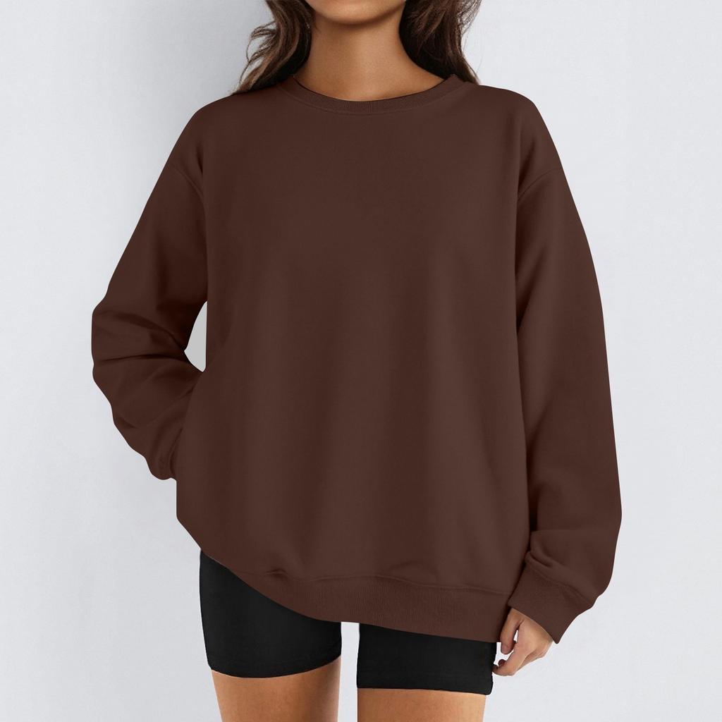 Женские зимние топы, женская толстовка с длинным рукавом, повседневная, с круглым вырезом, свободный крой, флисовые топы Pollover