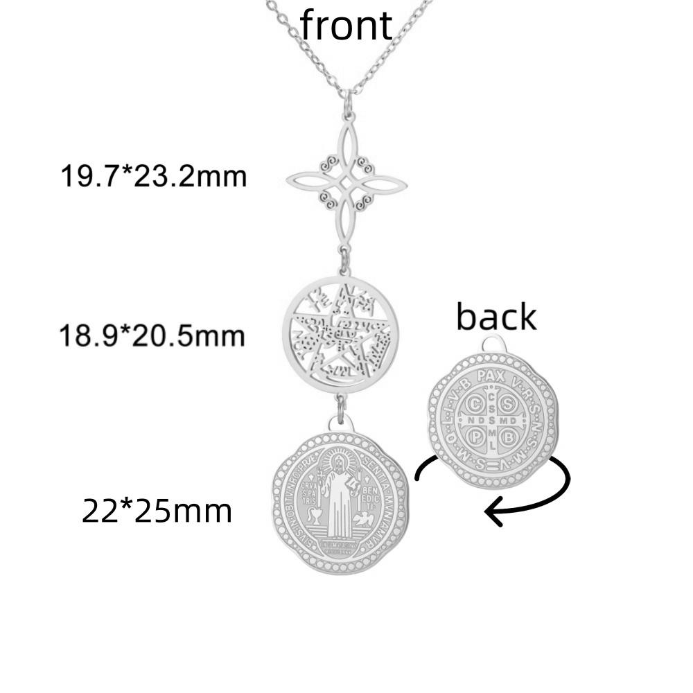 Колье с пентаграммой Святого Бенедикта из нержавеющей стали с изображением ведьминского узла, религиозное украшение с символом тетраграмматона для защиты.