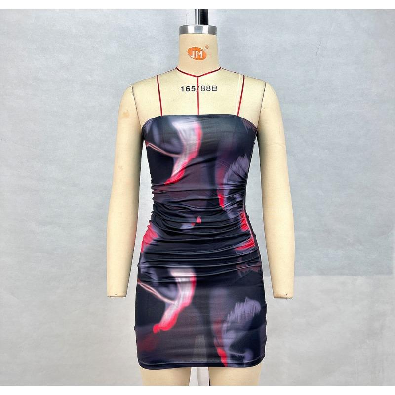 Женские летние сексуальные платья-футляры с принтом и запахом на бедрах