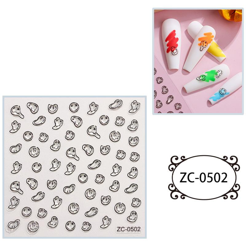Мягкие клейкие наклейки для ногтей с тиснением, симпатичные 5D трехмерные наклейки для ногтей в виде звезд