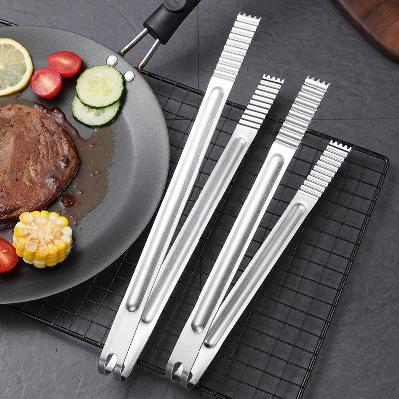 Korean Stainless Steel Barbecue Tongs Thicken Food Serving Clip Ice-Cube Clamp Restaurant Buffet Bar Tools