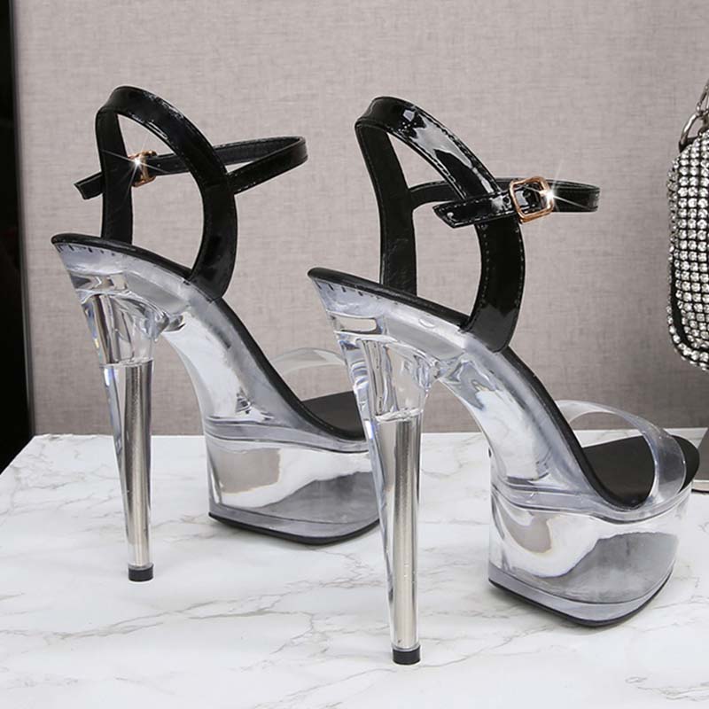Женские прозрачные туфли на каблуке со стразами, босоножки на высоком каблуке, женские прозрачные свадебные туфли на каблуке 20 см, на платформе 10 см LFD