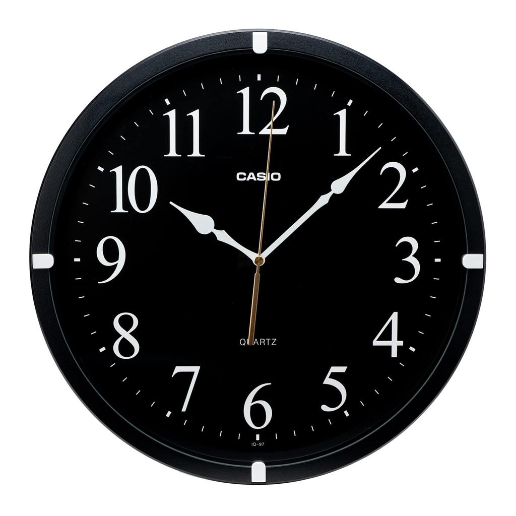 CASIO Wall with Step Second Clock, Black, Analog, Hand, IQ-97-1JF