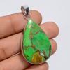 Dazzling Top Grade Qualite 100% Natural Green Copper Turquoise Pear Shape Ethnic Handmade Jewelry 925 Steling Silver Pendant 1.7" WSJ-4968