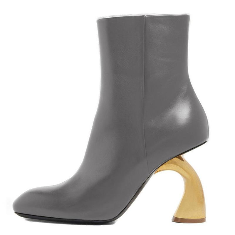 Модные Новые 9см Необычные Высокие Каблуки Черные Красные Короткие Ботинки Европейский Американский Осень Зима Мода Высокие Каблуки До Щиколотки Женские Ботинки Размеры 43