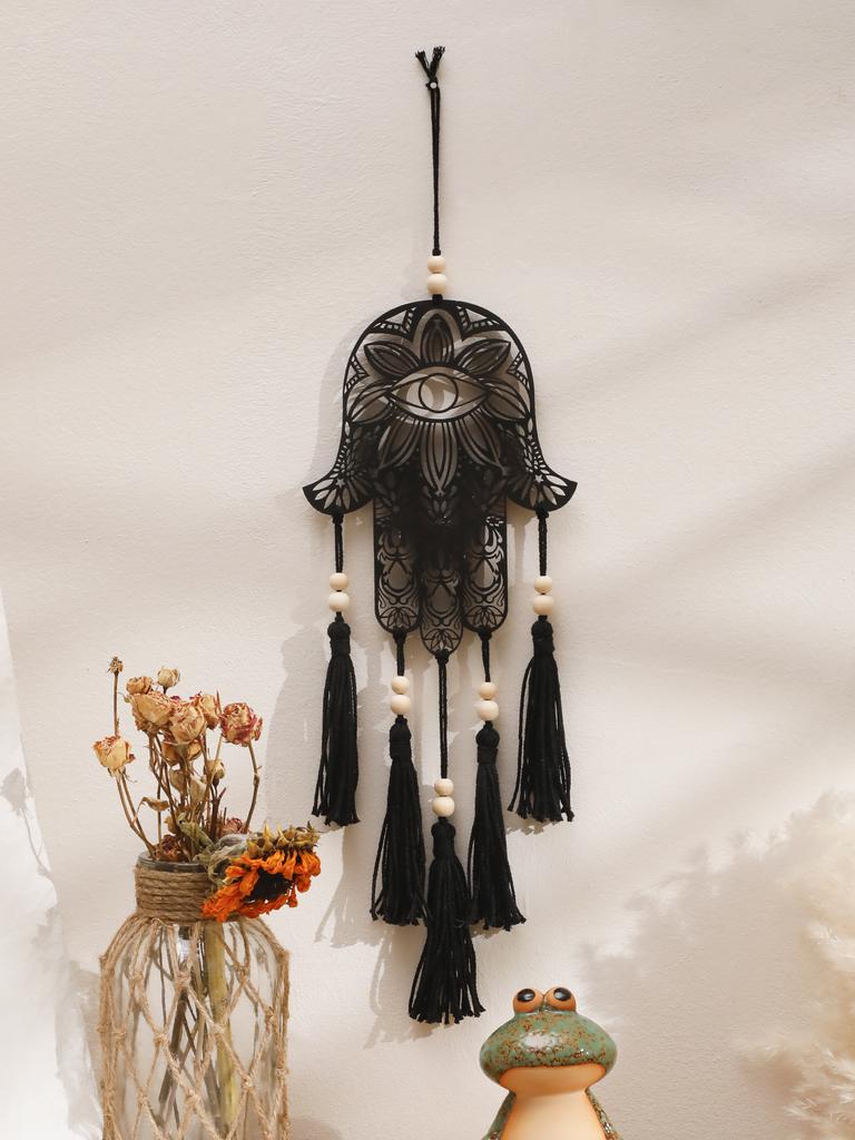 Деревянный Настенный Декор Настенный Подвес Рука Хамса Сглаз Домашний Декор Макраме Подвесной Декор Бохо Украшение для Дома Макраме Украшение для Комнаты