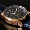 Salvatore Marra Moon Phase Leather Watch SM22105S Men's Limited Edition Blue & Pink Gold Roman Numeral