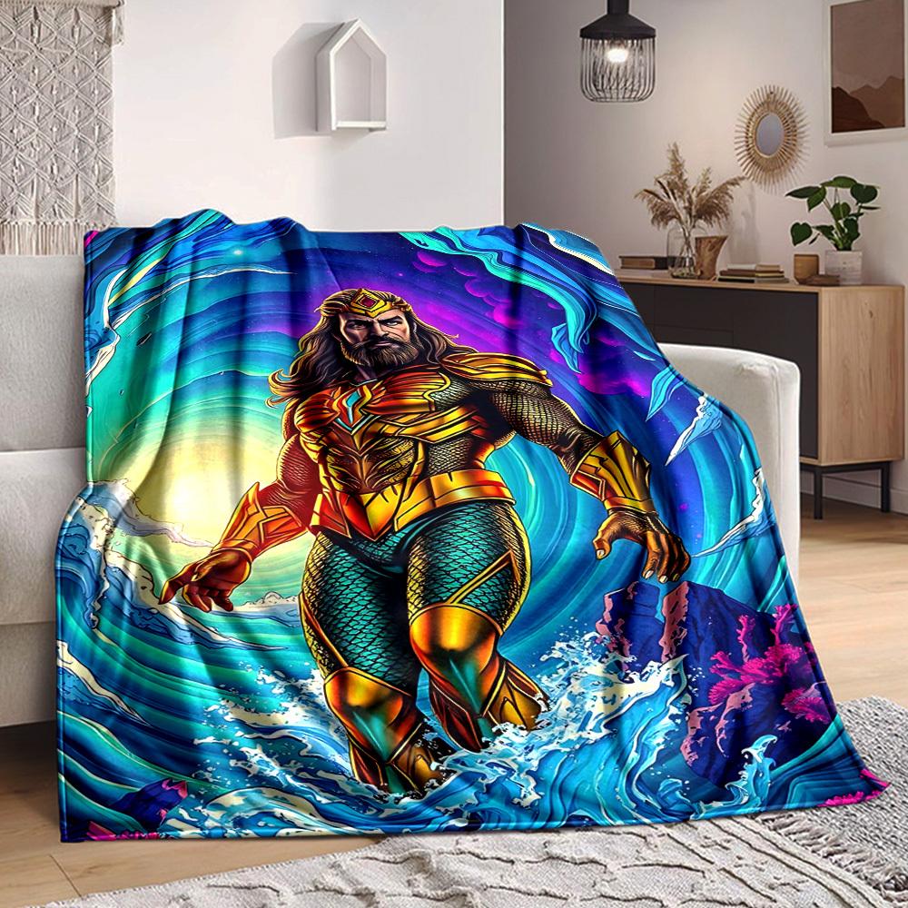 1pc Aquaman, Sea Kingdom Blanket | Polyester Fiber, All-Season Comfort for Sofa, Bed, Office, Car, Camping, Ideal Home Decor & Gift, Office Comfort yy
