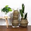 Seagrass Storage Baskets Large Folding Rattan Belly Basket Laundry Toys Organizer Container Garden Flower Plant Basket