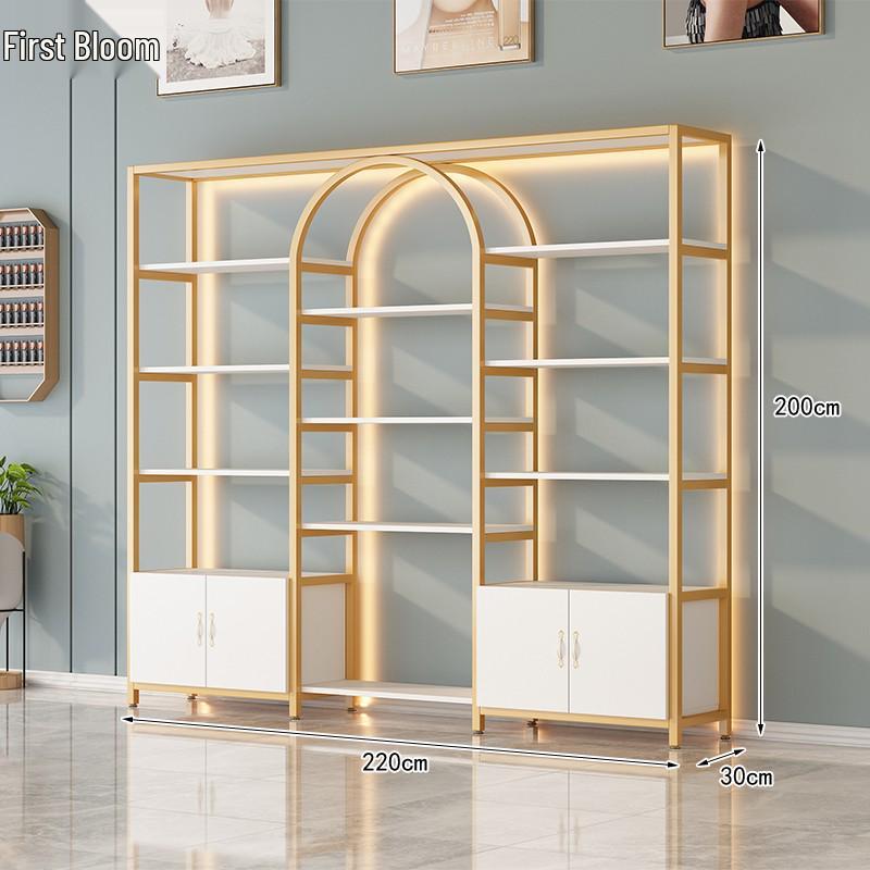 Multi-Function Light Luxury Nail Polish & Skincare Display Shelf for Beauty Salons