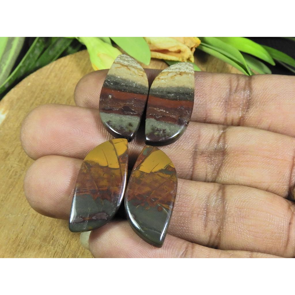 55Cts. Natural Bloodstone Jasper Matched Pair Fancy Gemstone 2Pair Lot B-170