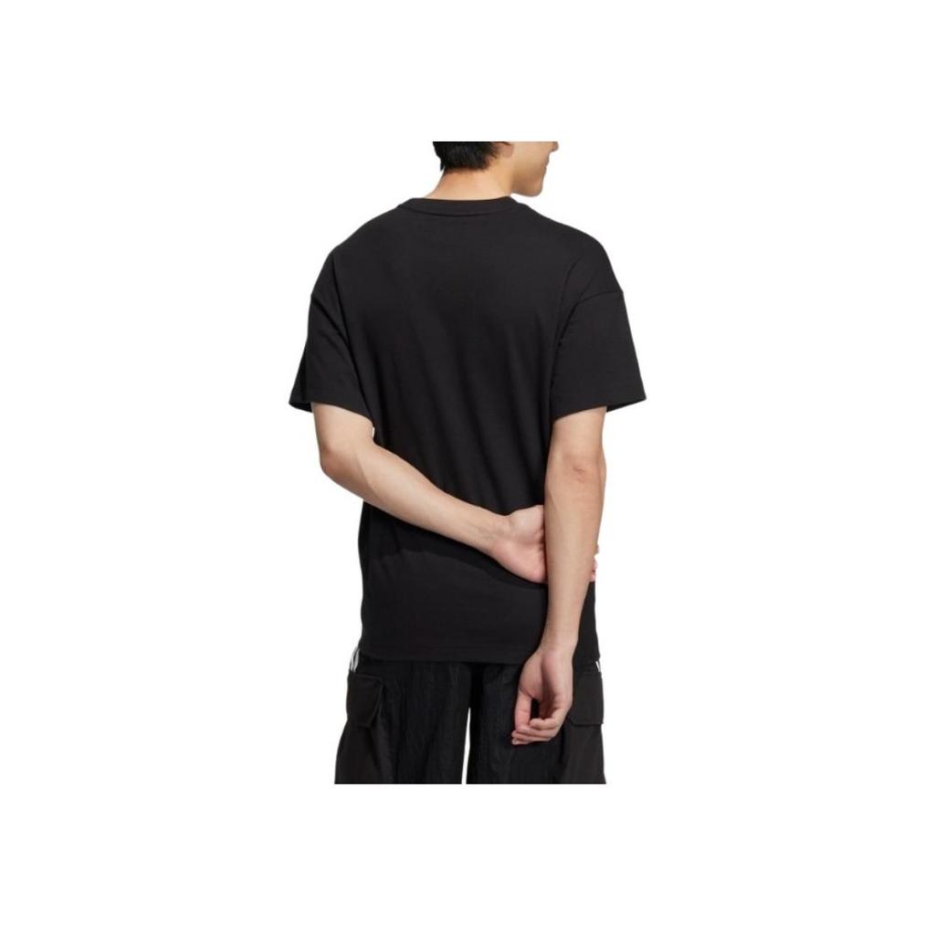 Adidas Neo Logo Print Crew Neck T-Shirt Unisex Tops Black HN4743