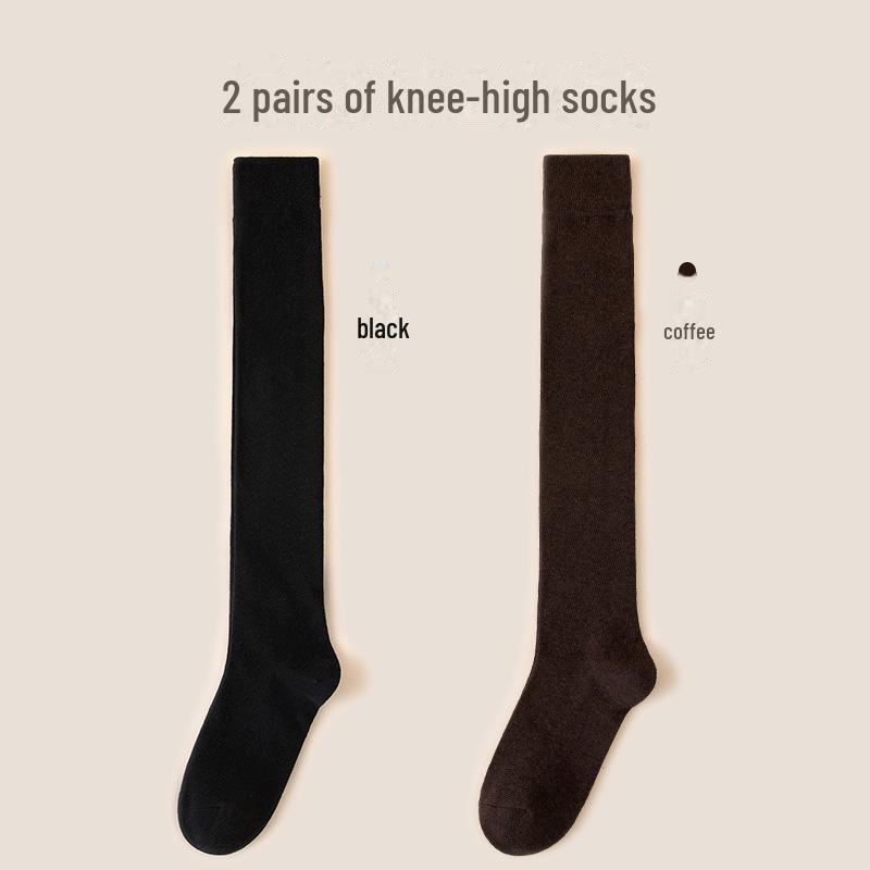 Длинные женские носки из чистого хлопка: Выше колена, черные спортивные, весна и осень, стили JK