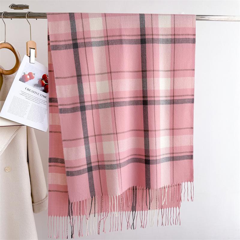Корейский вариант клетчатого шарфа, зимний шарф для студентов мужского и женского пола, утолщенная теплая внешняя шаль с кисточками, корейский имитация кашемирового шарфа
