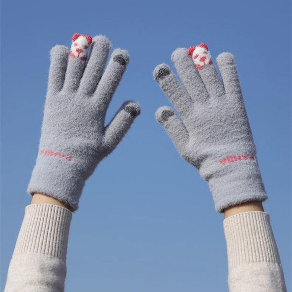 Ветрозащитные перчатки с сенсорным экраном, утолщенные зимние перчатки, модные вязаные перчатки
