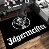 Ковер с логотипом оленя Jagermeister, Черный фон, Печатная зона, Ковер для пола, Винтажный, Для бара, Нескользящий, Прямоугольный коврик, Мужская комната, Игровая комната, Гостиная, Спальня, Домашний декор, Ковер