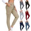Women's Solid Color Baggy Slimming Running Fitness Pants Pocket Girdle Foot Cargo Pants Long Pants