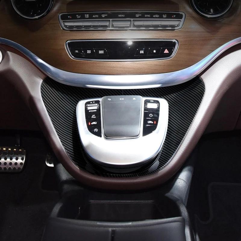 Для Mercedes Benz V Class V250 V260 2015-ABS центральное управление мультимедиа стиль углеродного волокна наклейка на панель авто