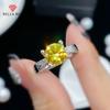  New Temperament Yellow Round Shape Opening Rings For Women Valentine's Zircon Fine Concise Jewelry Gift