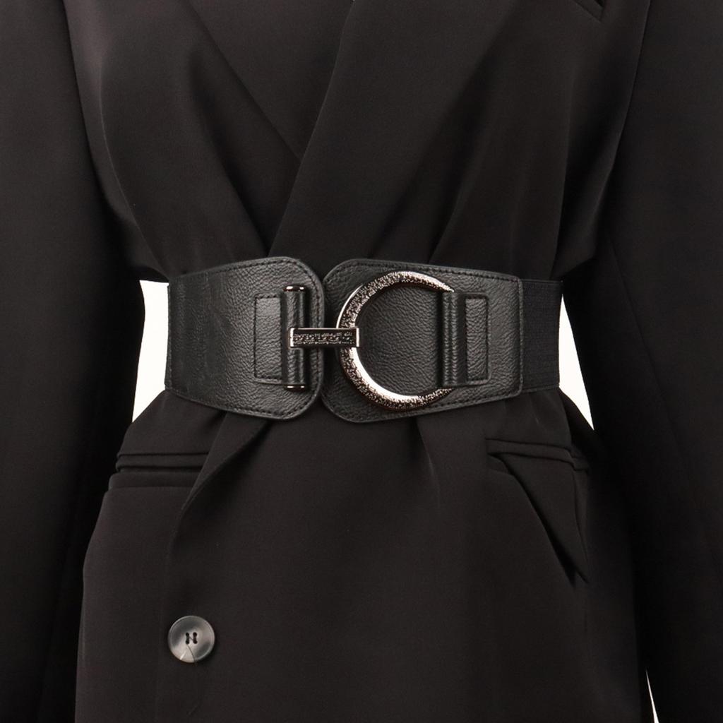 All-match Ladies Waist Belt Women Straps Light Luxury Personality Large Alloy Buckle Elasticity Belt for Women Coat